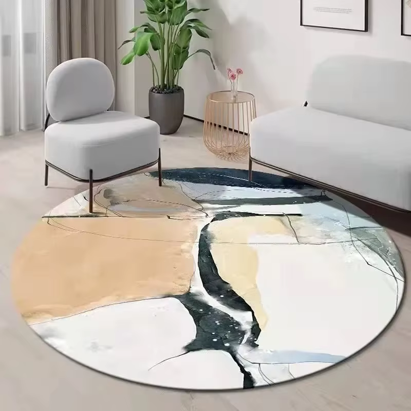 Tapis rond minimaliste au design abstrait moderne