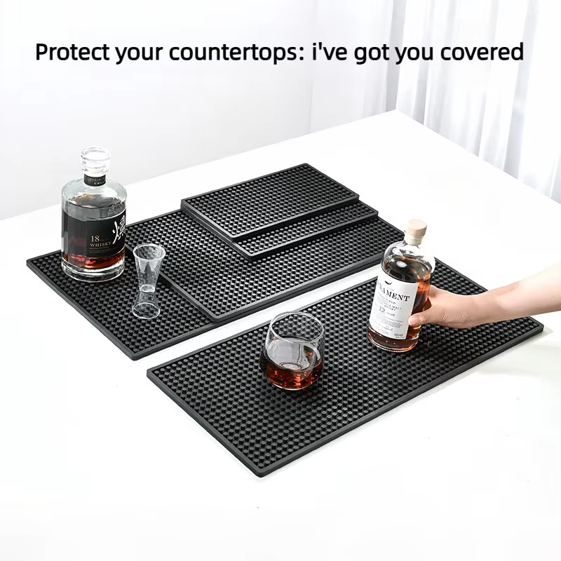 Tapis de bar en caoutchouc, tapis de bar à café antidérapant en PVC, tapis de tasse imperméable et résistant à la chaleur, tapis de drainage pour bar, café, barista, cocktail, barman