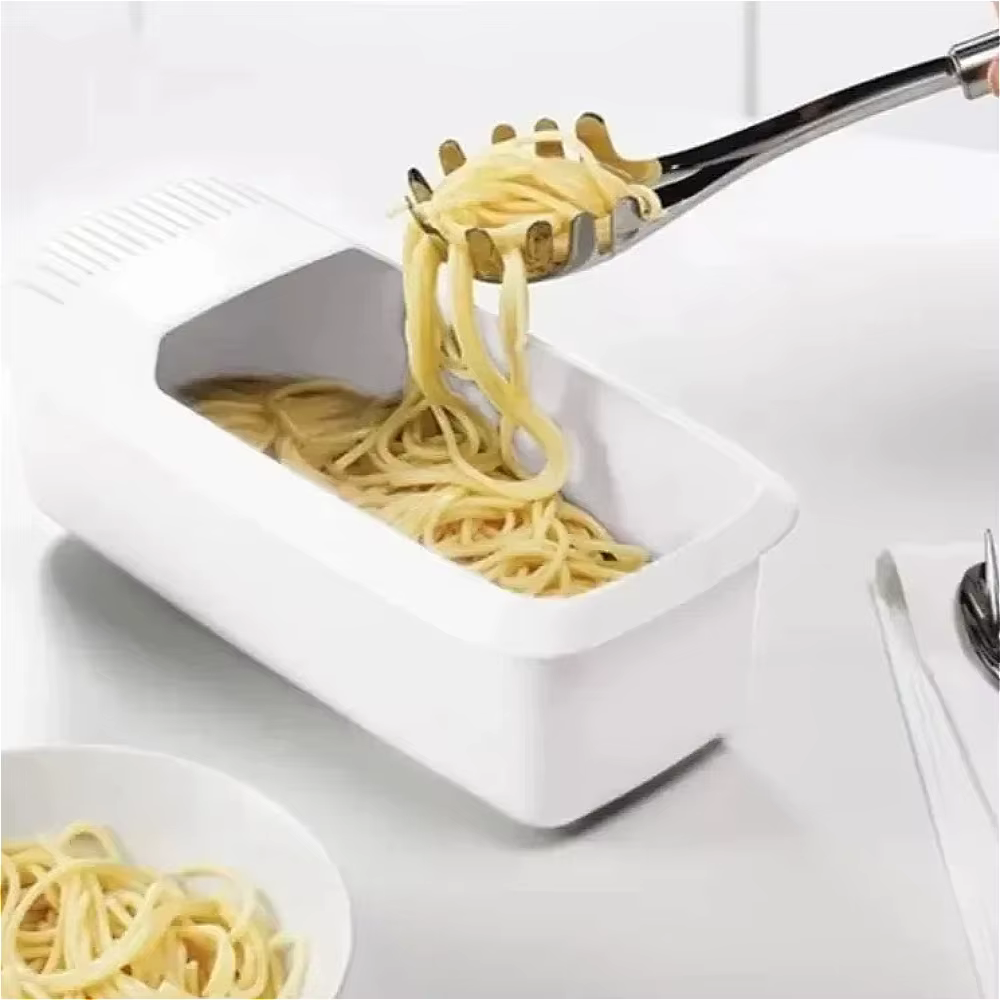 Boîte à pâtes en plastique, 1 pièce, cuiseur à pâtes pour nouilles au micro-ondes avec passoire, cuiseur à vapeur écologique pour Spaghetti et légumes, fournitures de cuisine
