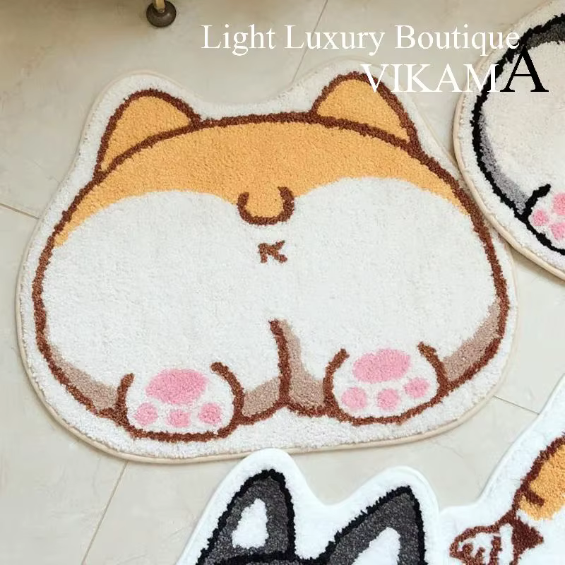 VIKAMA dessin animé Corgi tapis chaud tactile doux salle de bain