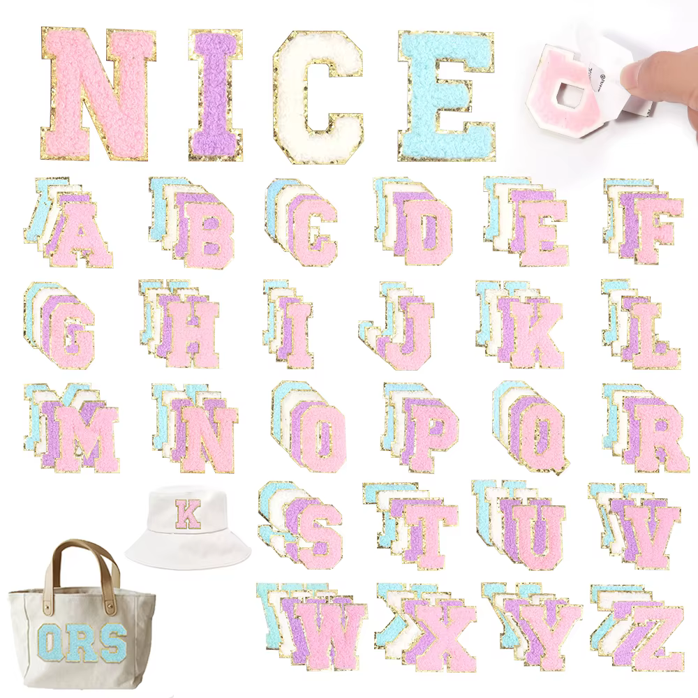 Patch auto-adhésif de Style 26 lettres anglaises, autocollant de broderie coloré A-Z, décoration pour bricolage, accessoires de sac pour vêtements, 8 pièces