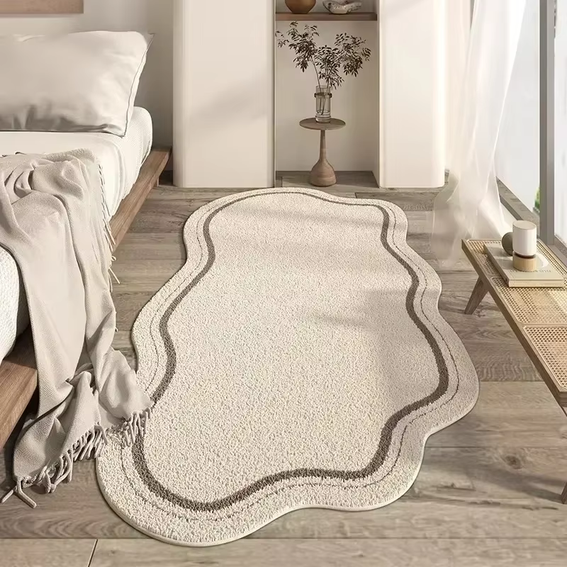 Salon irrégulier grande surface tapis minimaliste chambre chevet