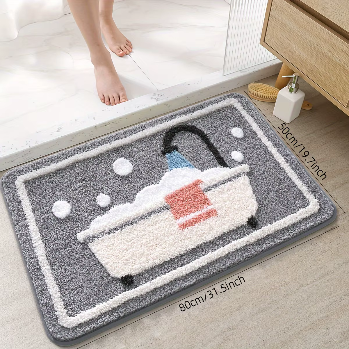 Tapis de bain tricoté antidérapant avec support en TPR