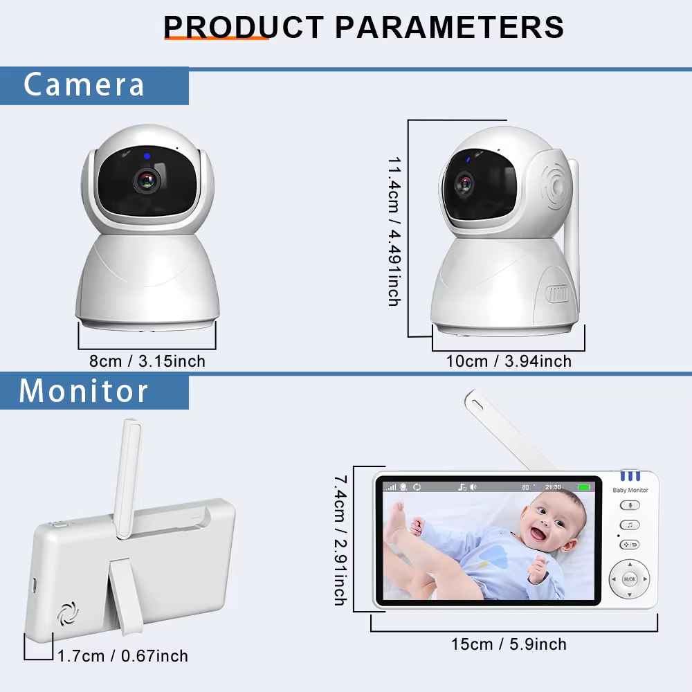 5 "720P HD IPS écran vidéo bébé moniteur panoramique inclinaison 4X Zoom caméra Babysitter 2 voies Audio Vision nocturne 3500mAh batterie berceuse VOX
