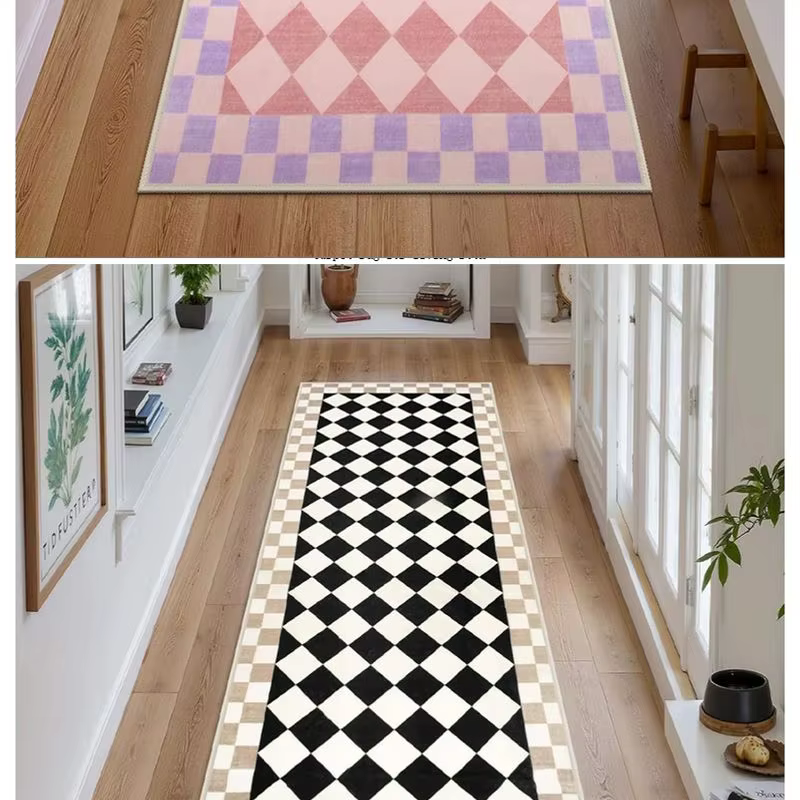 VIKAMA Tapis de couloir à carreaux vintage