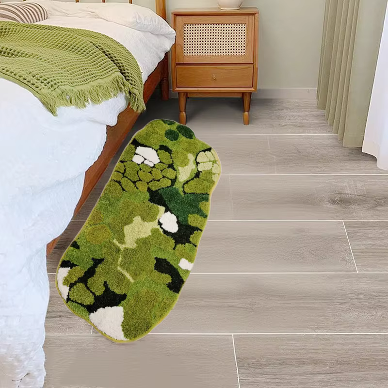Tapis de chevet floqué en mousse de forêt
