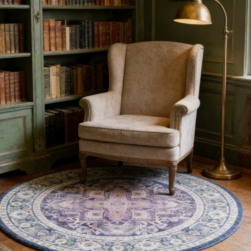 Tapis rond en Imitation laine