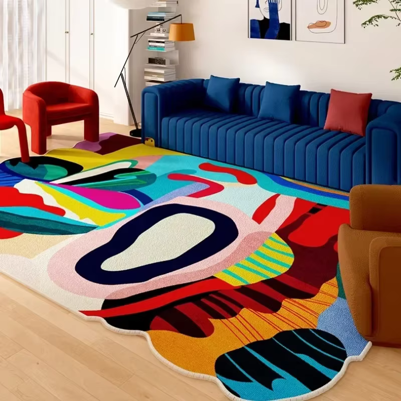 Salon Tapis Art Couleur Irrégulière Abstrait Maison Chambre
