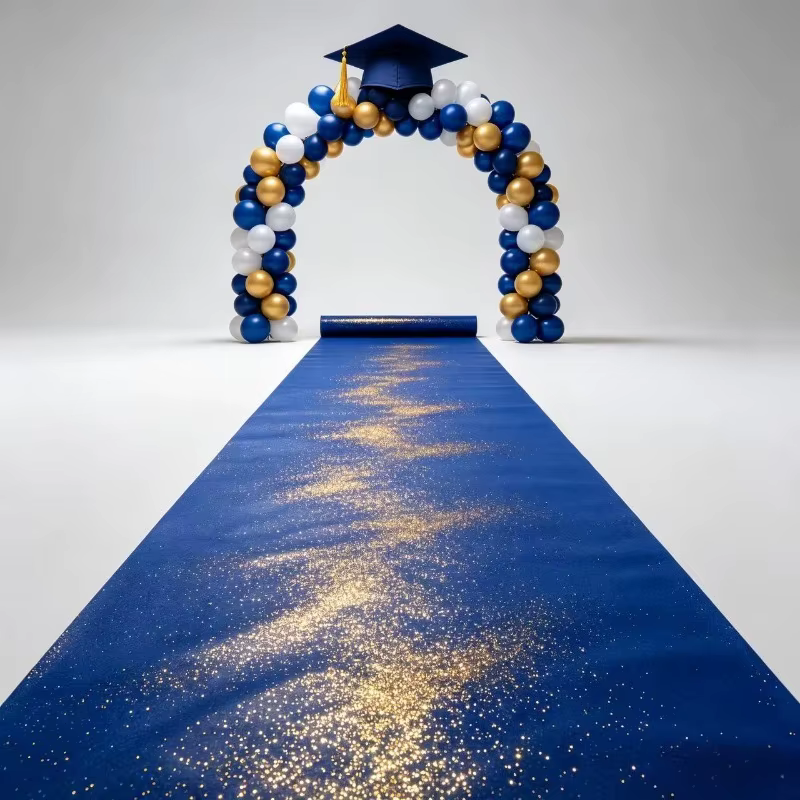 Tapis bleu élégant, tapis de défilé brillant
