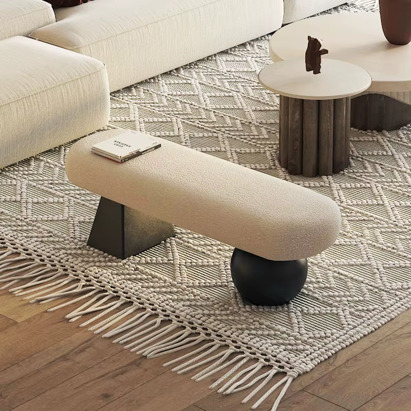 Banc d'entrée Art Déco moderne avec rembourrage Bouclé