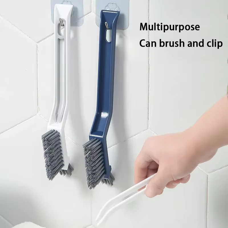 Brosse de nettoyage efficace pour coins et espaces – Brosse de nettoyage polyvalente 2 en 1 pour carrelage de salle de bain et de sol