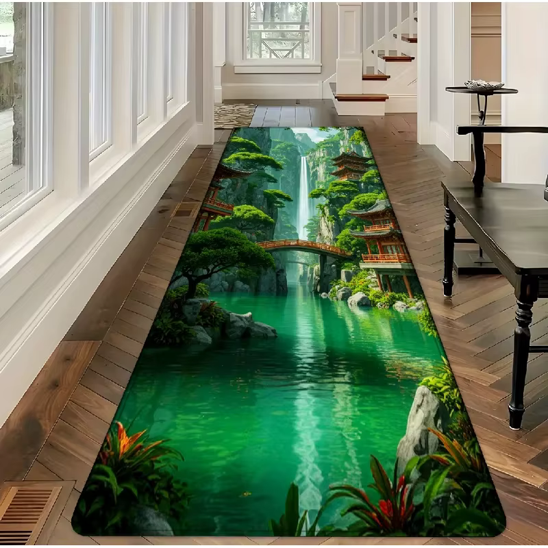 Tapis de couloir VIKAMA 3D avec cascade de jardin japonais