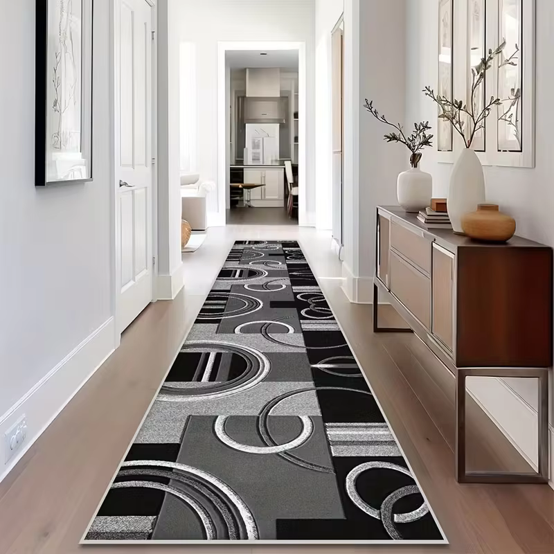 Tapis de couloir géométrique octogonal rétro marron-orange