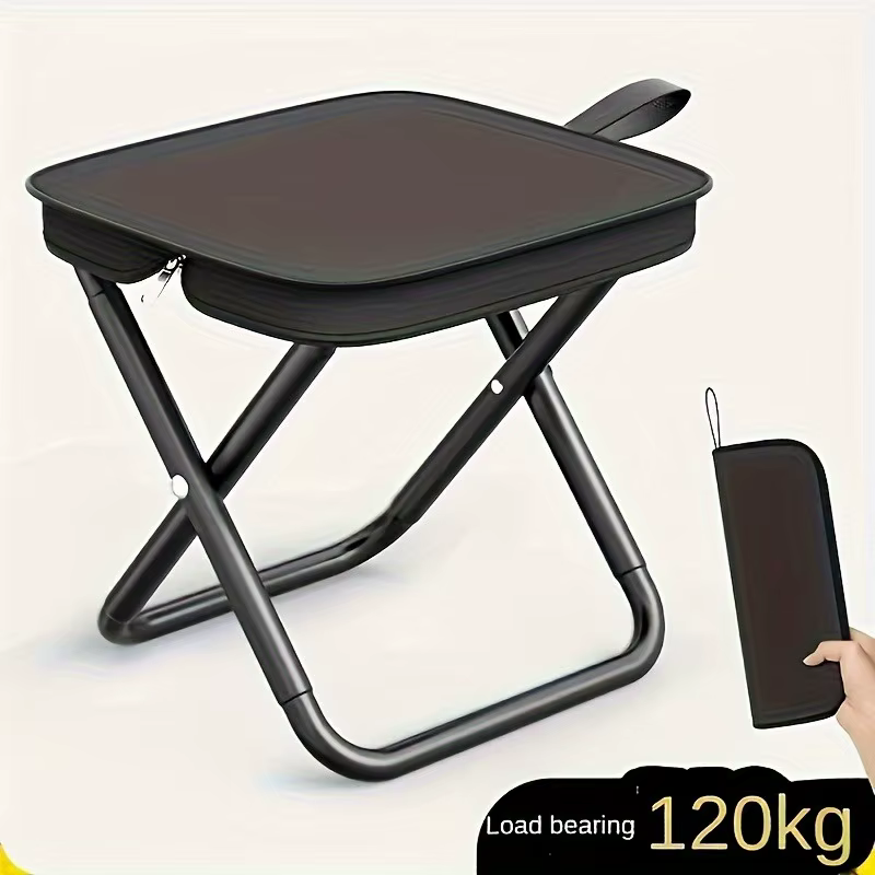 Ouggoor Tabouret pliant portable avec poignée et fermeture éclair, tabouret de camping et de pêche en plein air pour un transport et un rangement faciles