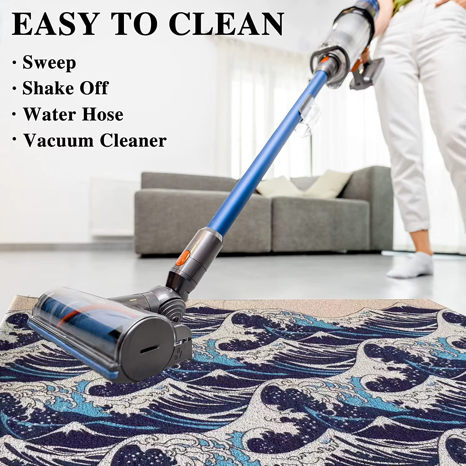 Tapis lavable en caoutchouc, antidérapant, pour couloir, paillasson ondulé, imperméable, facile à nettoyer, pour entrée, résistant à la saleté