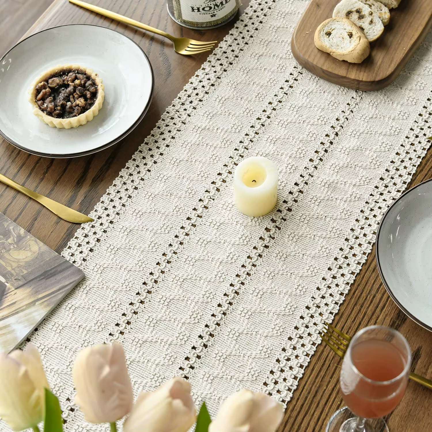Chemin de Table creux rustique tissé de ferme