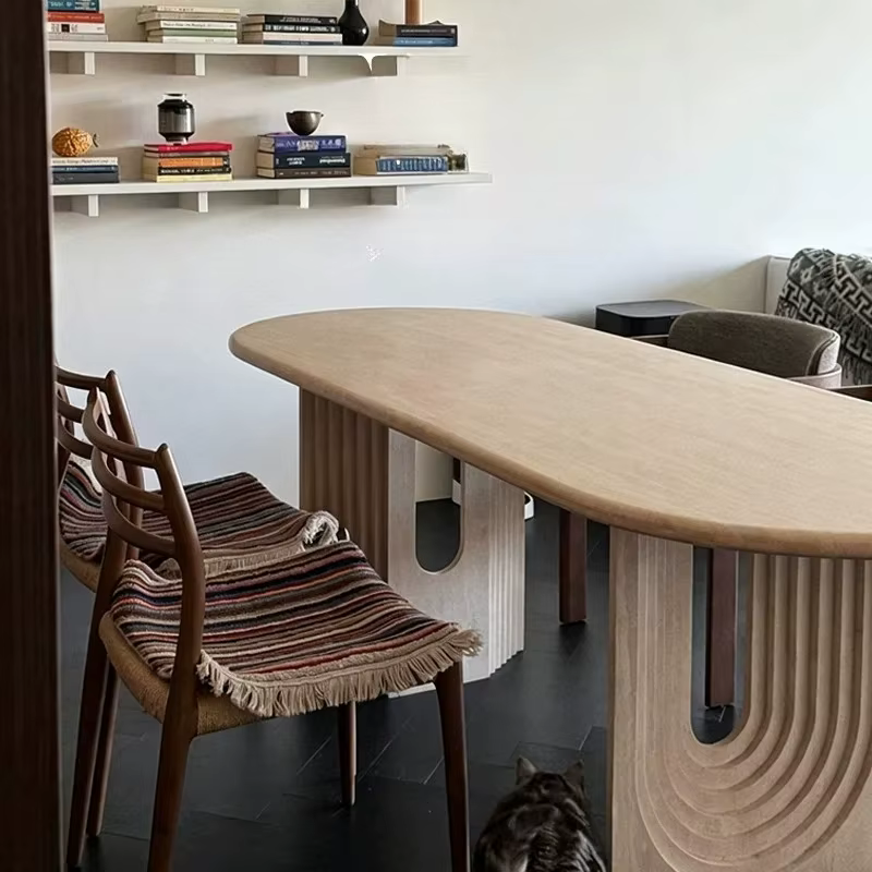 Tables à manger modernes en marbre, tables de salle à manger ovales de luxe pour l'extérieur, meubles de cuisine italiens, meubles de salon