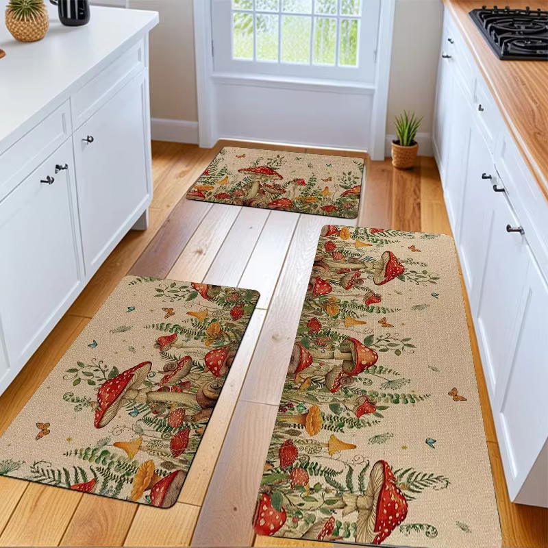 Tapis style champignon et papillon