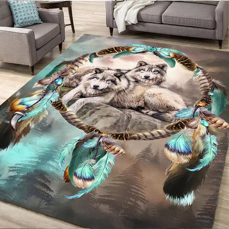 Tapis motif loup imprimé pour porte