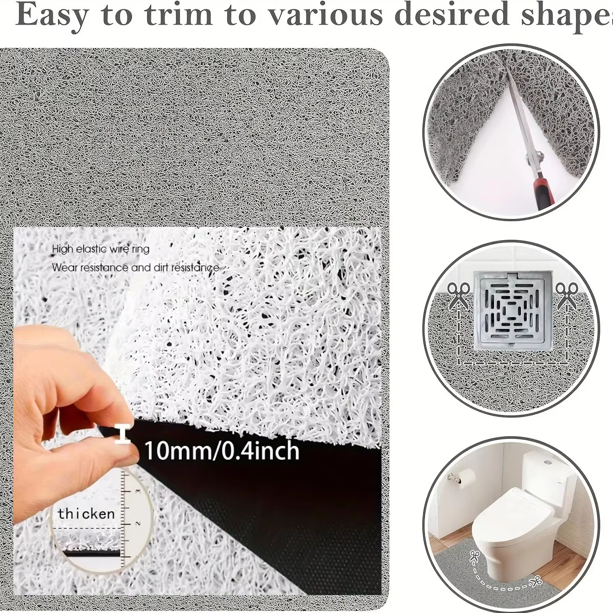 Tapis de douche/baignoire antidérapant et confortable en PVC