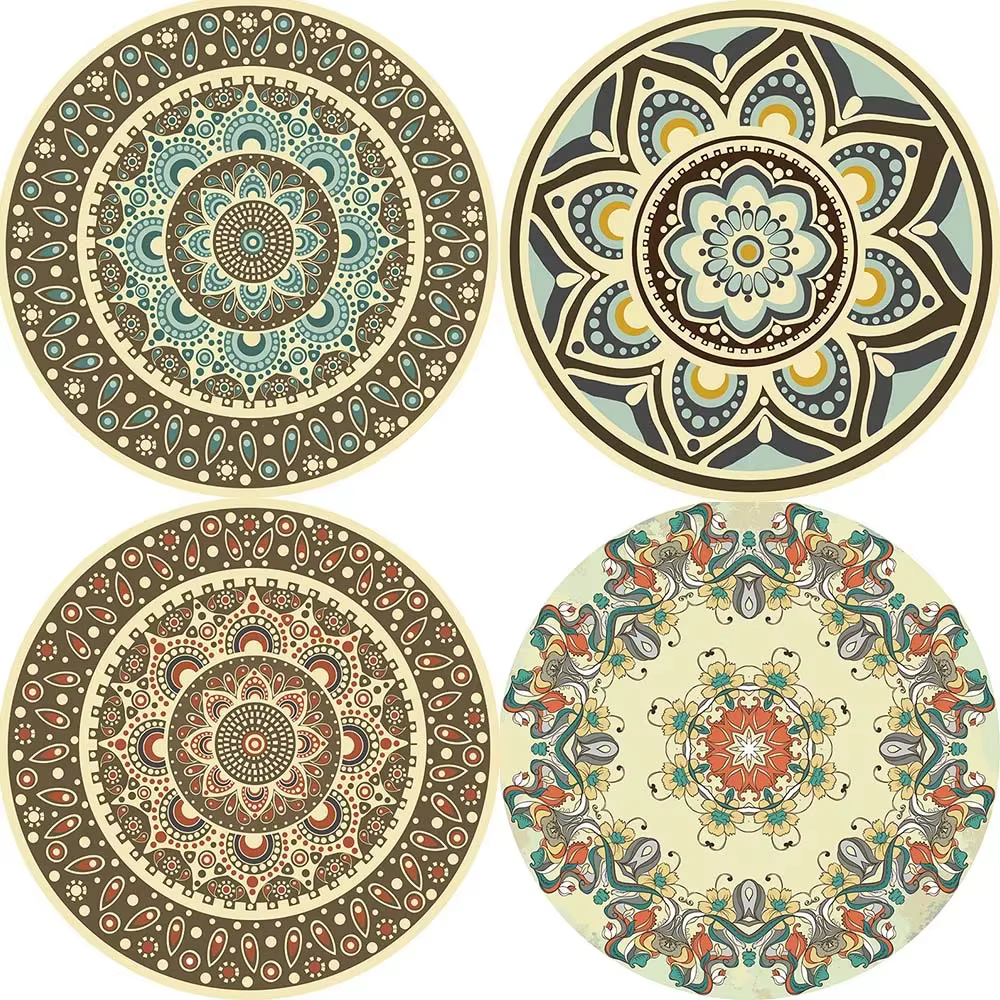 Polymères de sol Ethnic Persian Mandala Round Lea