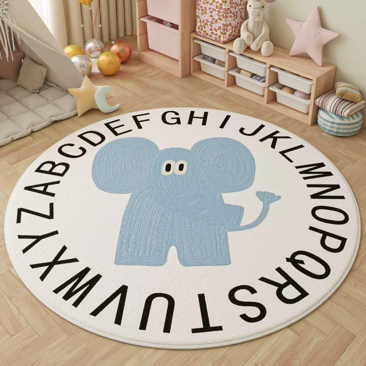 Tapis rond Boho arc-en-ciel soleil étoile
