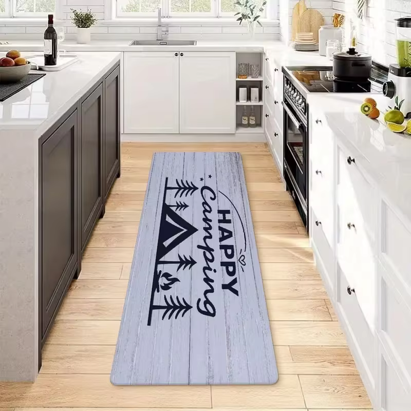 Nouvelle Arrivée Tapis de Couloir Imprimé Camping Style Ferme Rustique Antidérapant Doux pour Cuisine
