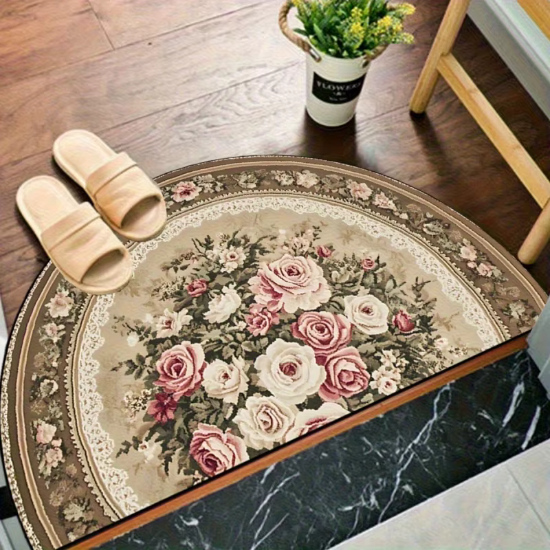 VIKAMA Tapis demi-rond vintage à motif floral
