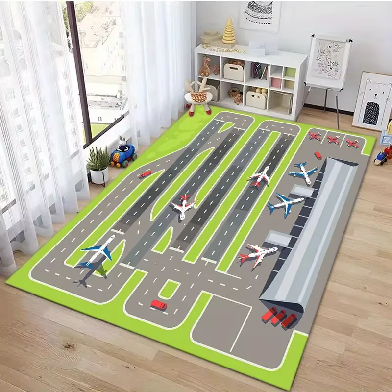 Tapis de salon à motifs abstraits de pistes d'aéroport
