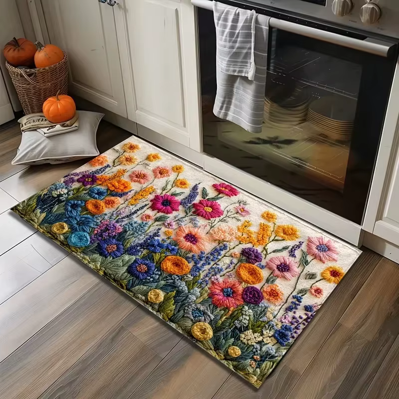 Tapis de porte coloré à motif floral
