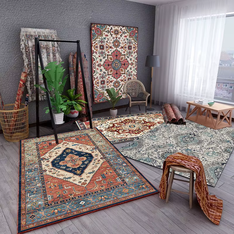 Tapis ethnique rétro pour salon