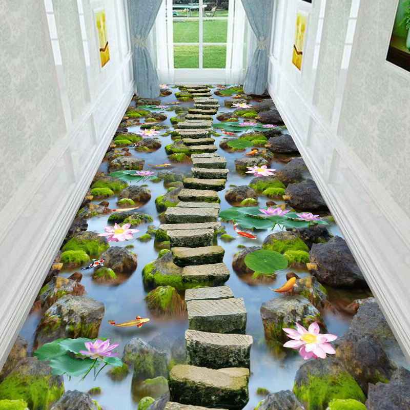 Tapis de sol décoratif stéréoscopique à motif floral