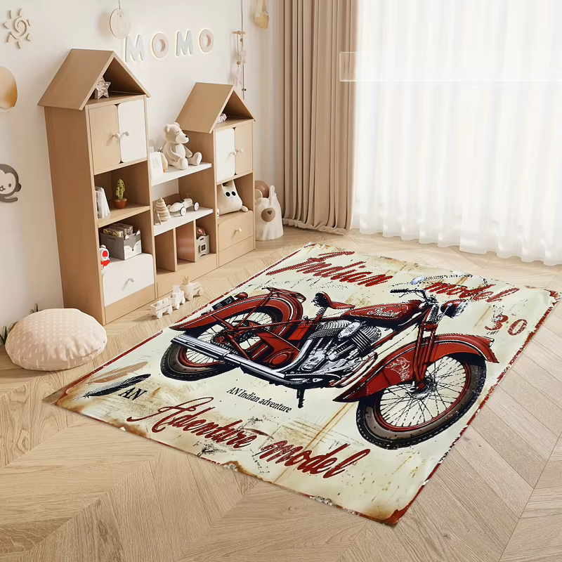 Tapis antidérapant à motif de moto indienne rétro