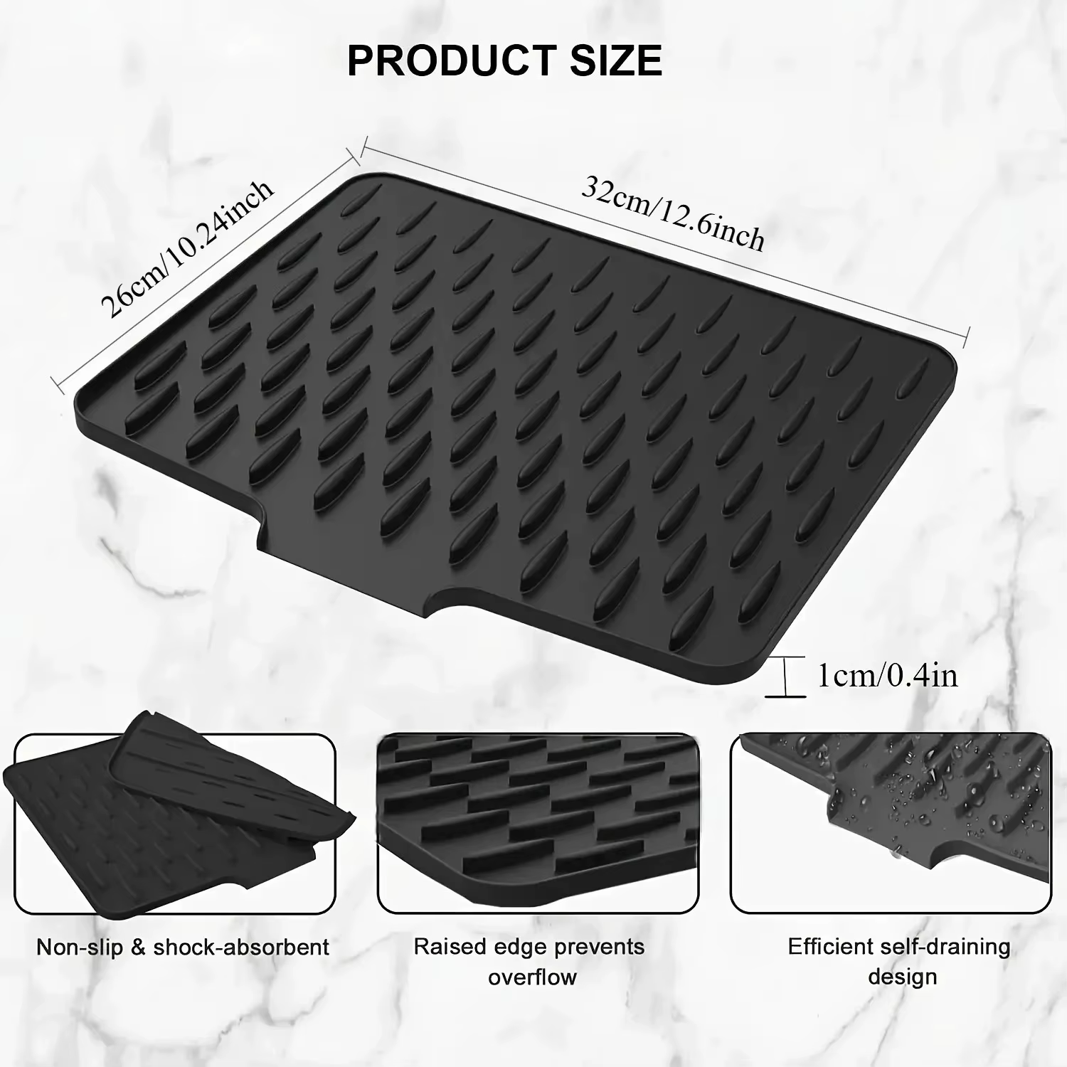 Tapis de drainage en silicone pour cuisine avec design