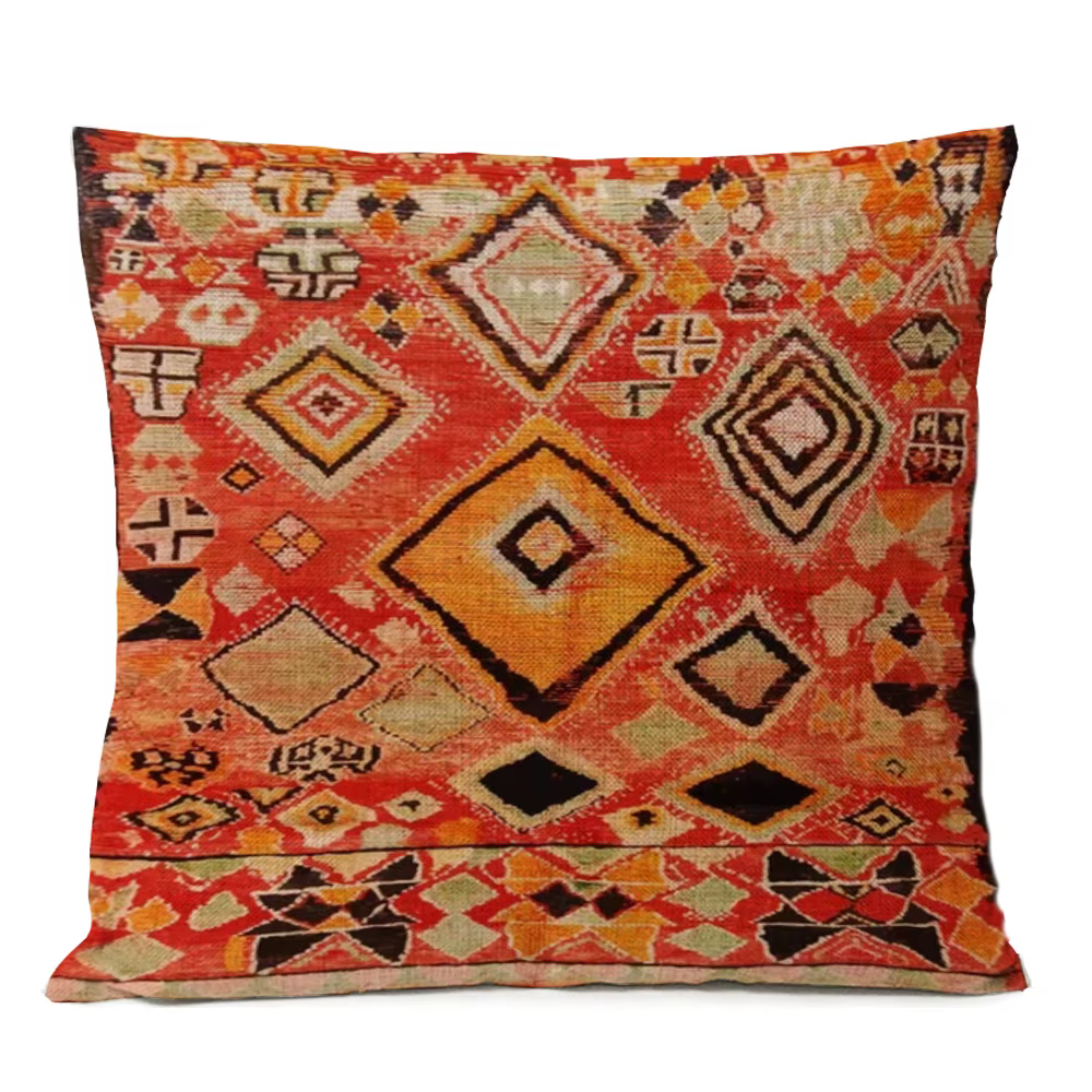 Taie d'oreiller décorative pour canapé, tapis persan ethnique, coussin géométrique, rouge, bleu, tribal, bergame, bohème, décoration de la maison