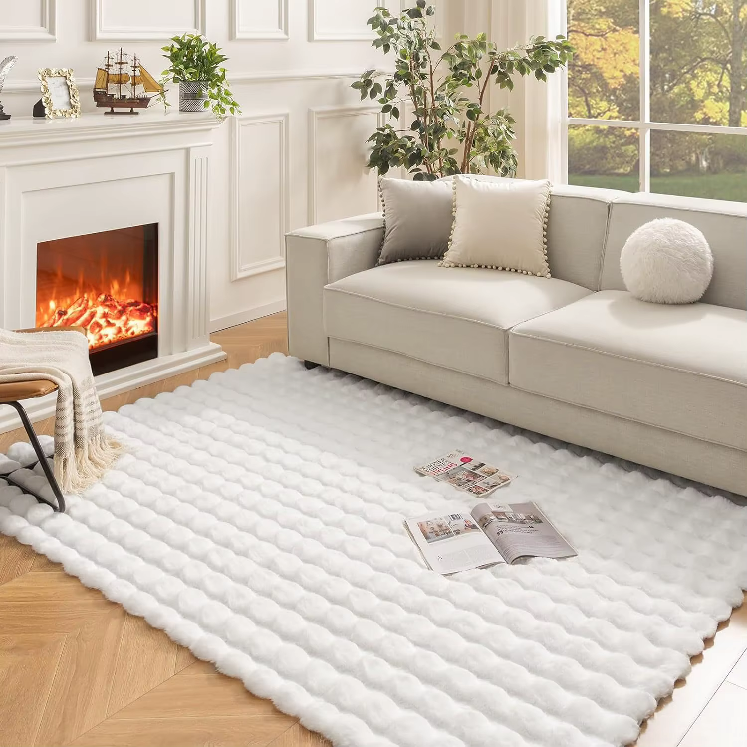 Tapis en polaire bulle épais