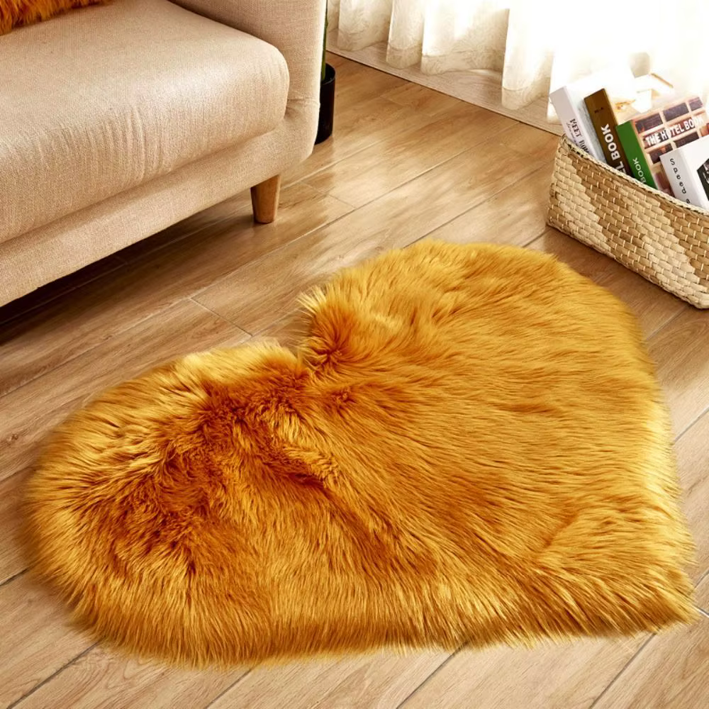 Tapis shaggy décoratif en fausse laine pour chambre à coucher