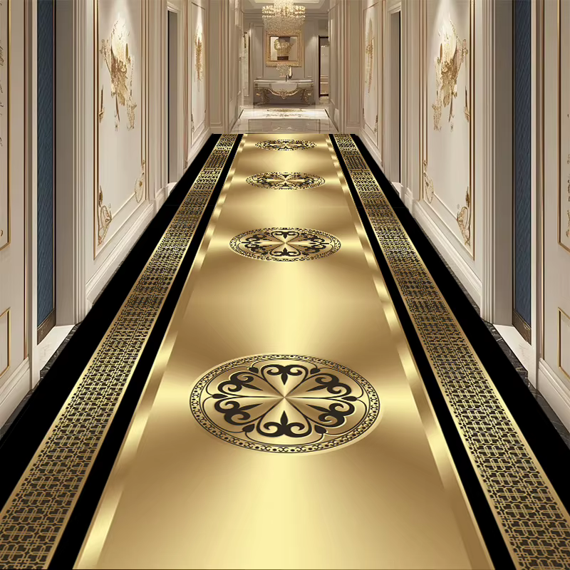 Tapis de Couloir de Luxe Noir Européen
