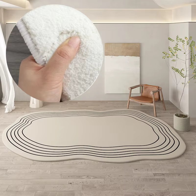 Tapis rond irrégulier en peluche