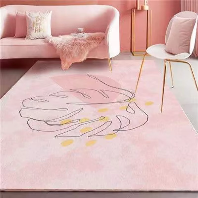 Tapis carré rose pour décoration de chambre de fille