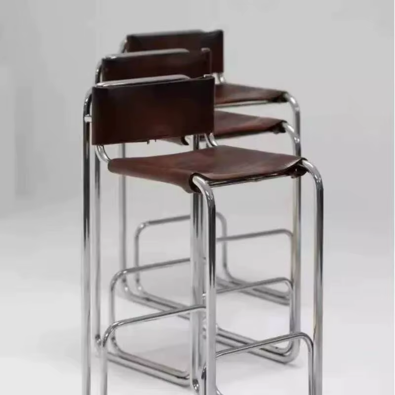 Chaises de bar confortables en acier inoxydable, style nordique élégant, avec dossier, pour îlot de cuisine, tabourets de bar modernes et luxueux