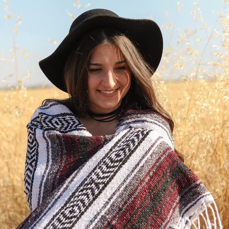 Mexique couverture tapis géométrie tissé glands châle plage pique-nique