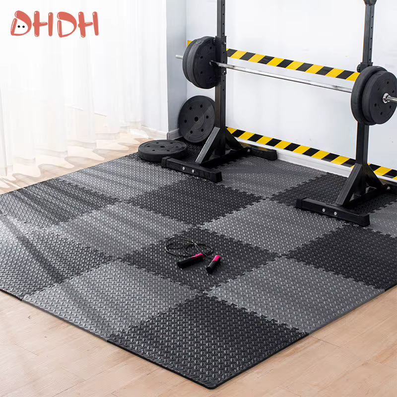 Tapis de sol de gym professionnel haut de gamme en caoutchouc emboîtable de qualité supérieure pour entraînement à