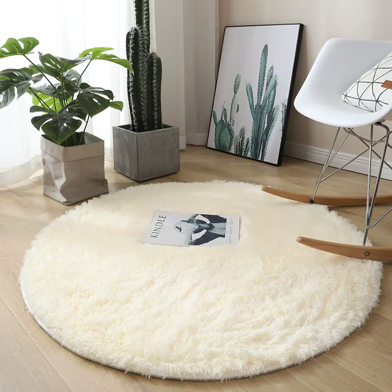 Tapis rond en peluche pour salon