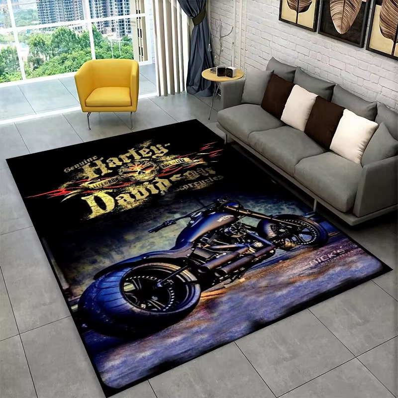 Tapis antidérapant rétro H-Harleys Racing Moto pour salon