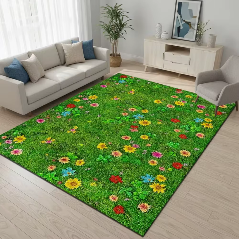 Tapis de printemps grand tapis de fond vert d'herbe fraîche