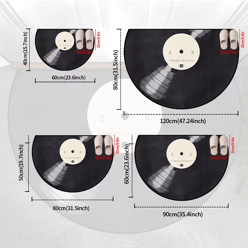 Tapis en forme de disque vinyle demi-cercle VIKAMA