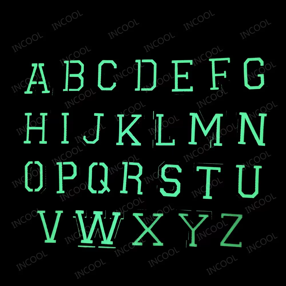 Patch de lettres anglaises lumineuses qui brillent dans la nuit, Alphabet majuscul, chiffres arabes A-Z 0-9, Badges décoratifs tactiques, patchs appliqués