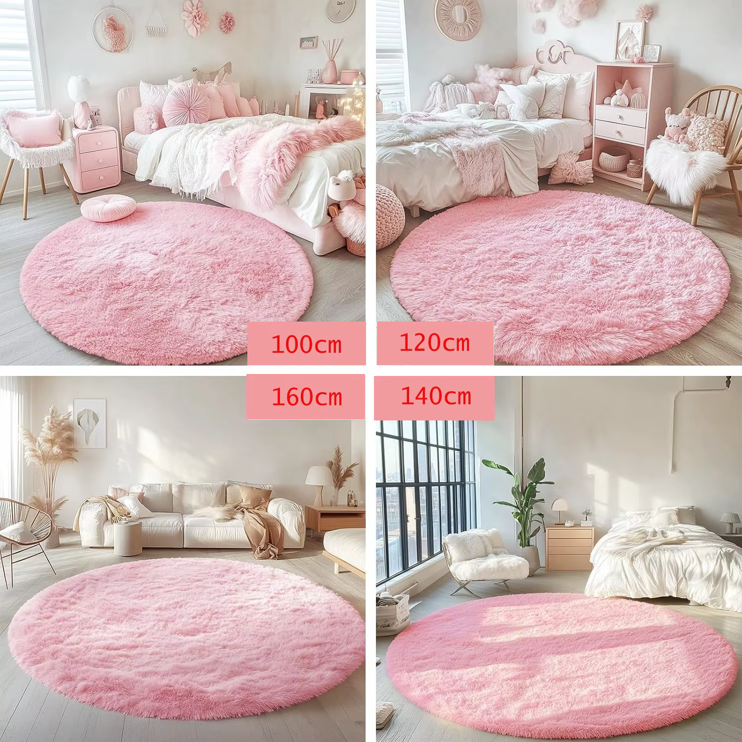 Tapis rond rose pour chambre de filles