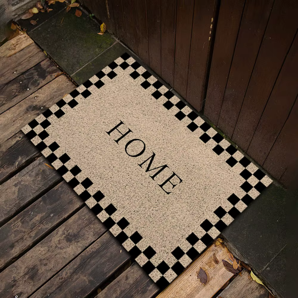 Tapis de porte à bordure à carreaux Vintage